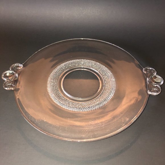 Vtg Duncan & Miller Teardrop Clear Glass Plate Platter 13-3/8" 2-Handled Handles - Picture 4 of 9